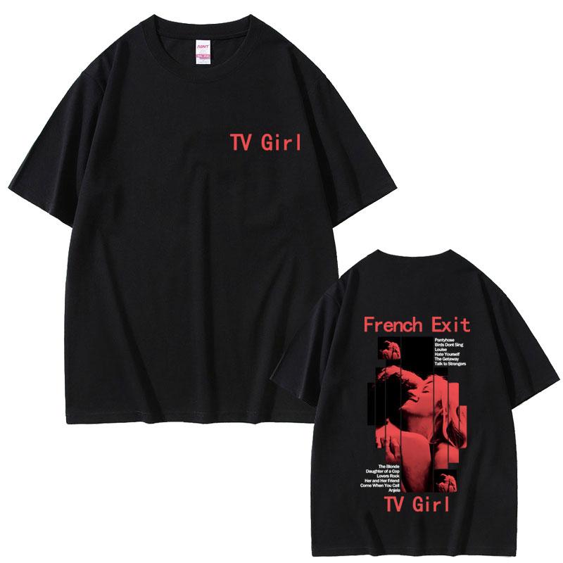 TV Girl French Exit Album Graphic Tshirt Men Vintage Oversized Streetwear Unisex High Quality Soft Cotton T Shirts Tops S
