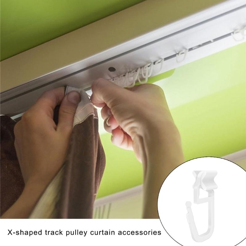 50PCS X Shape Curtain Gliders Curtain Hooks Lockable For Effortlessly Operating On Various Curtain Track