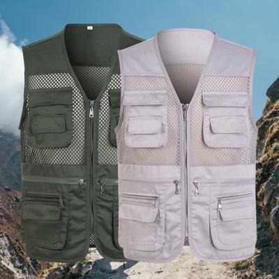 Fishing Vest Solid Color Mesh Plus Size Loose Pure Color Waistcoat for Outdoor