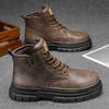 Men's Shoes High-top Martin Boots England Retro Work Platform Sole Non-slip Outdoor Casual Short Leather
