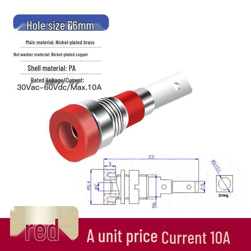 

Insulated Brass 2mm Banana Socket Terminal, Female, 60V DC, 10A