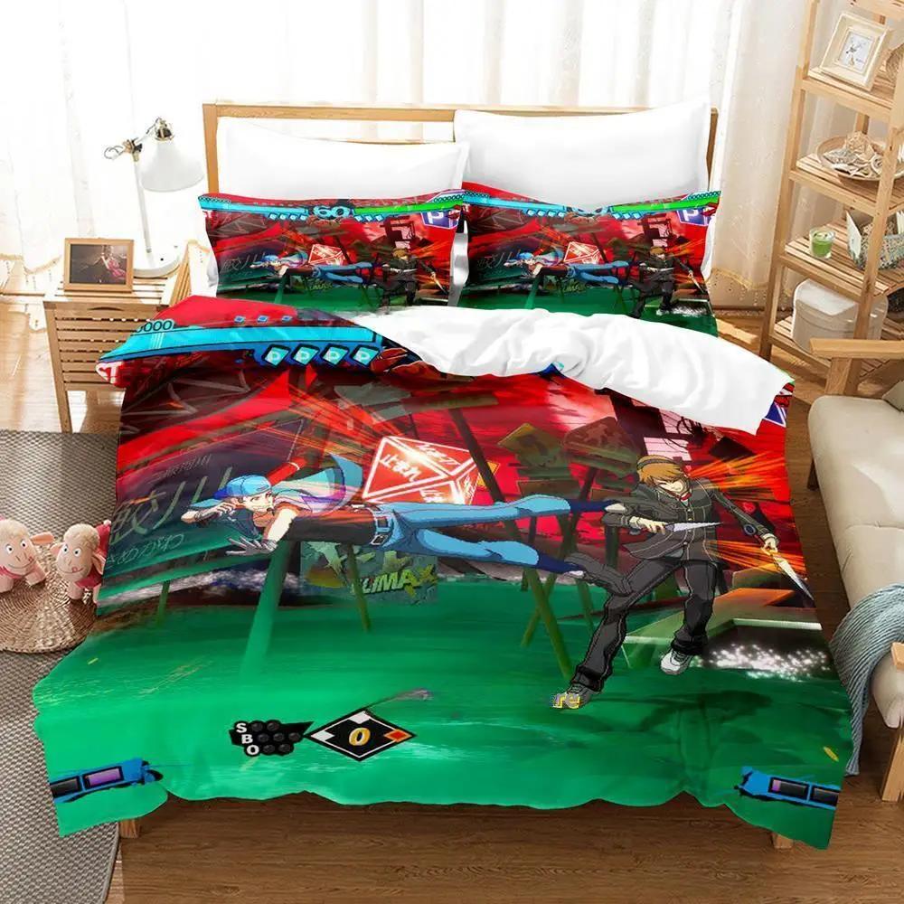 Neues Spiel Persona 4 Bettwäsche-Set Einzelbett Zwillingsbett Vollgröße Queen-Size King-Size Bettwäsche-Set Erwachsener Kinderzimmer Bettbezug-Sets Anime Bettlaken-Set