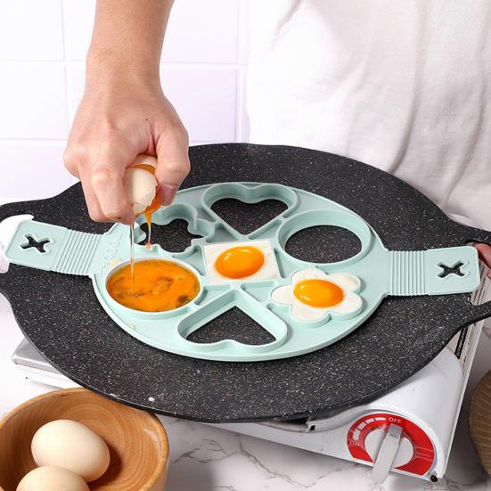 Silicone Egg Pancake Ring Pancake Maker Mold 7-Cavity Egg Cooker Ring for Kitchen Nonstick Easy Flip Breakfast Tool