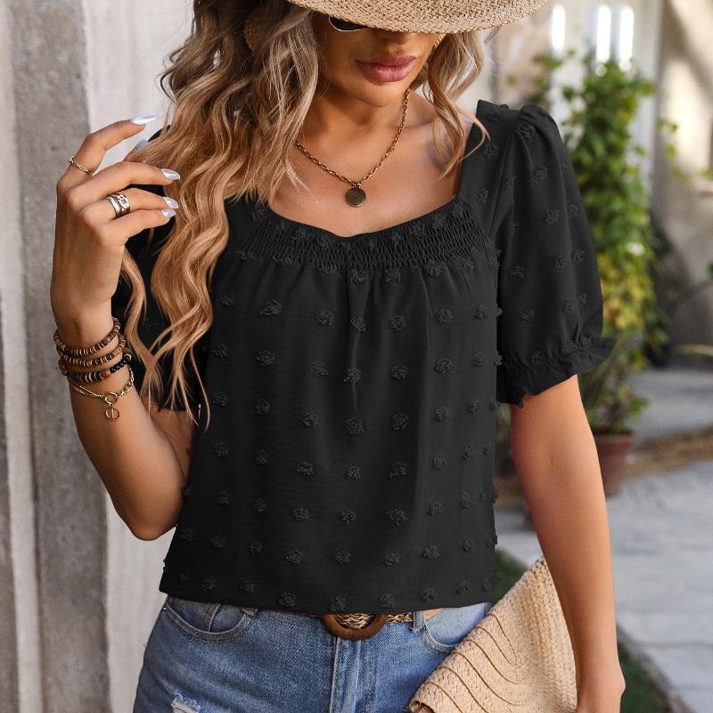 Camicetta Top Maniche Corte Elegante Bluse Eleganti Particolari