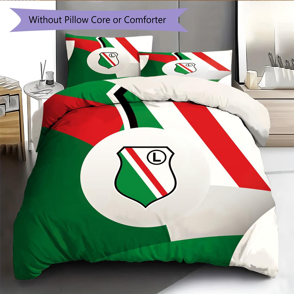 Legia Warsaw Pattern Bedding Quilt Set Home Decoration Gift (1 * Duvet Cover + 2 * Pillowcase Without Core)