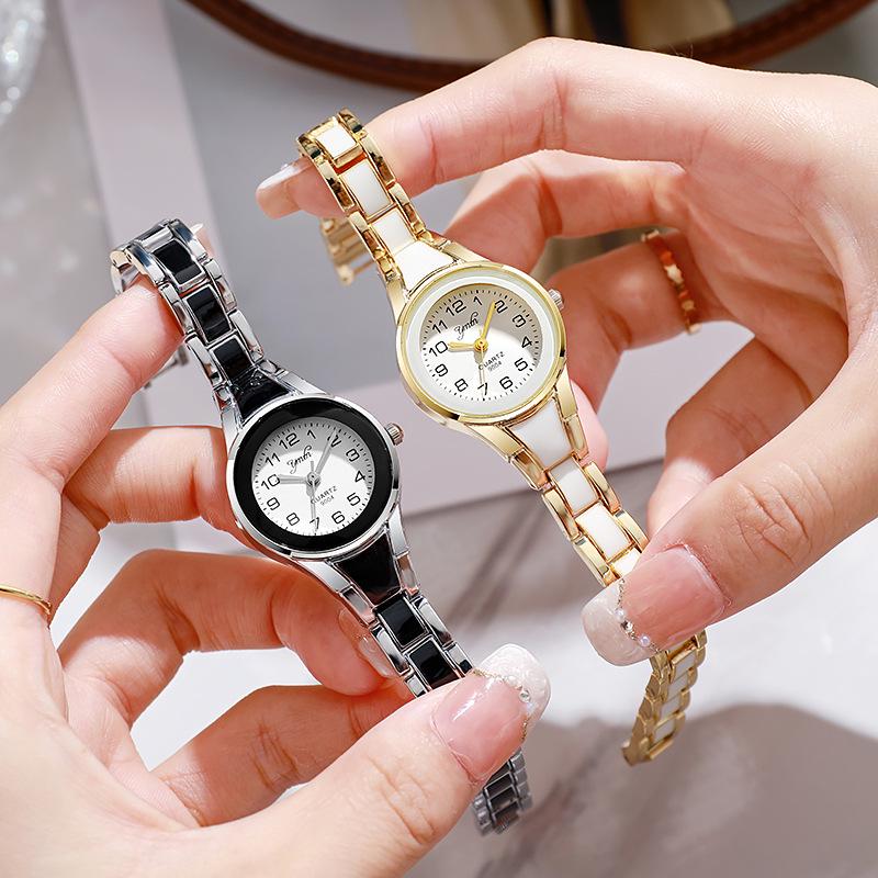 Versatile Ladies' Quartz Watch - Round Dial with Steel Bracelet, Ideal for Students and Parties, Silent Movement.