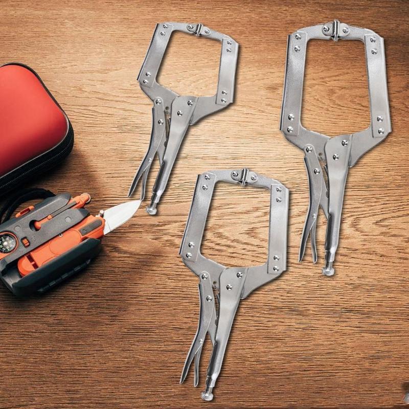 Locking C Clamp Locking Pliers Adjustable Welding Clamps Vises Regular Tip and Swivels Pad for Shop Home Farm Automotive