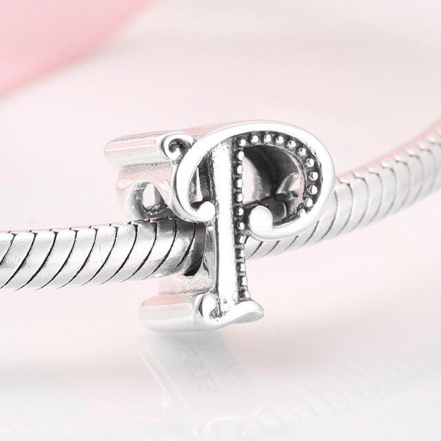 925 Sterling Silver Fashion Delicate A To Z Alphabet Letter Beads Fit Charms 925 Bracelets Bangles Diy Jewelry