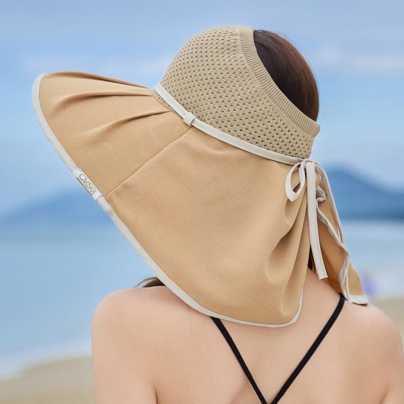 Female Big Brim Half-Empty Top Sunscreen Hat Outdoor Outing Uv Protection Big Brim Sunshade Shawl Bucket Hat