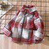 Unisex Retro Plaid Long Sleeve Shirt/Cardigan with Lapel for Kids