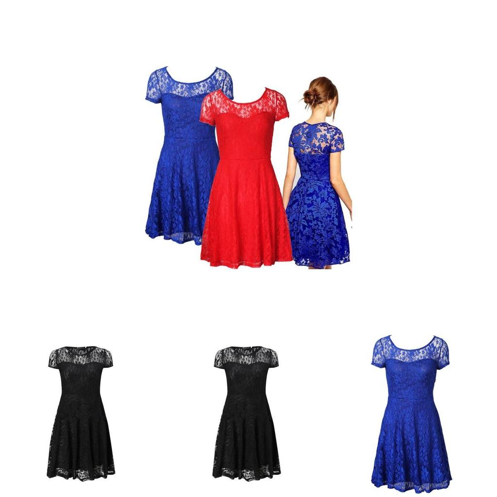 Elegant New Women's Floral Lace Short Sleeve Cocktail Evening Party Mini Dress