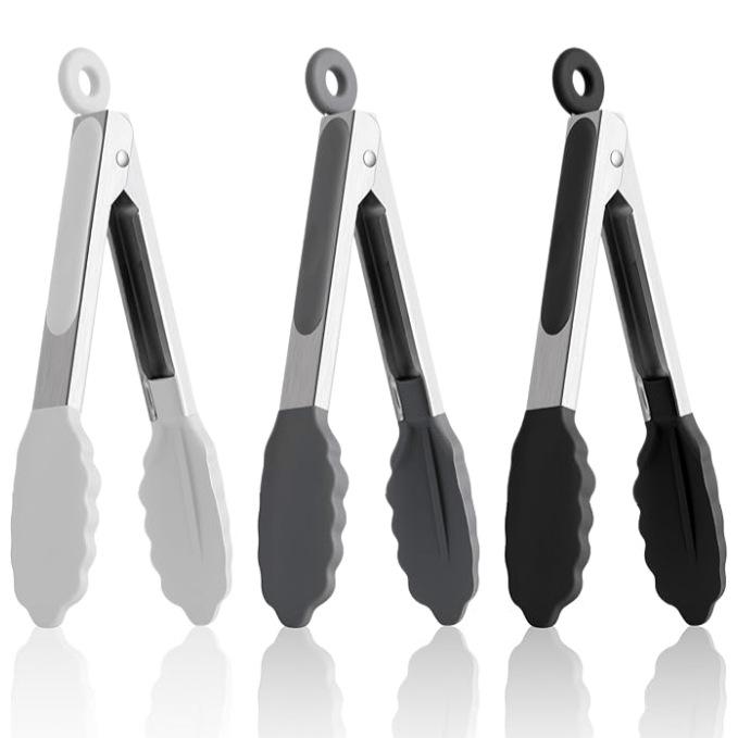 Silicone High-Temperature Resistant Tongs - Ideal for Grilling, Frying, and Bread - Stainless Steel Kitchen Tool