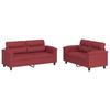 2 Piece Sofa Set with Cushions Burgundy Faux Leather