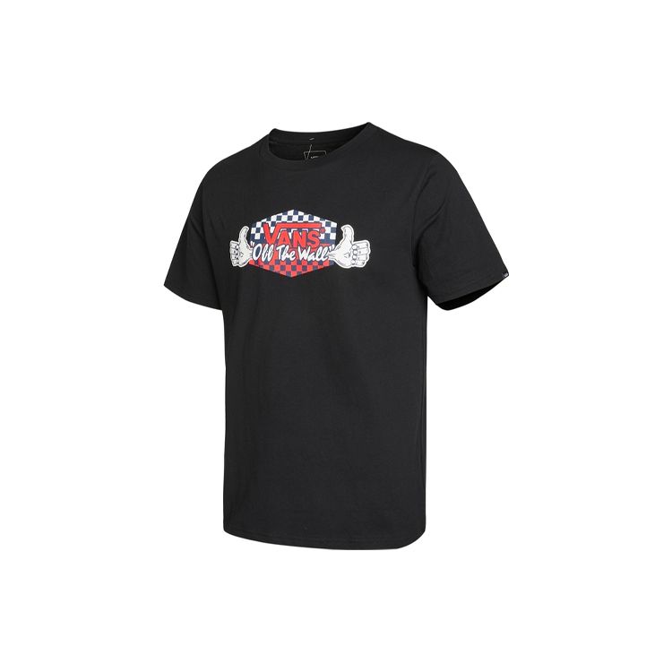 

Vans Футболка с логотипом в шахматную доску, повседневная, с круглым вырезом, дышащая, с коротким рукавом, мужская, черная VN0A54KABLK L