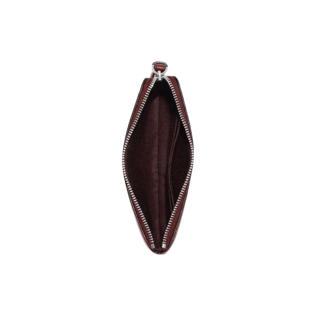 New COACH Corner Zip Leather Wrist Bag Clutch Small Women's Dark Brown CH311-SVMZI