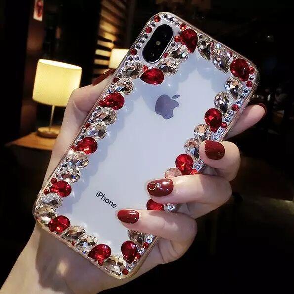 

Apple 17 Mobile Phone Case 15 Luxury Rhinestone Suitable For Iphone16Pro Soft Edge Note10 Transparent S22 iPhone 7/8/SE 2020