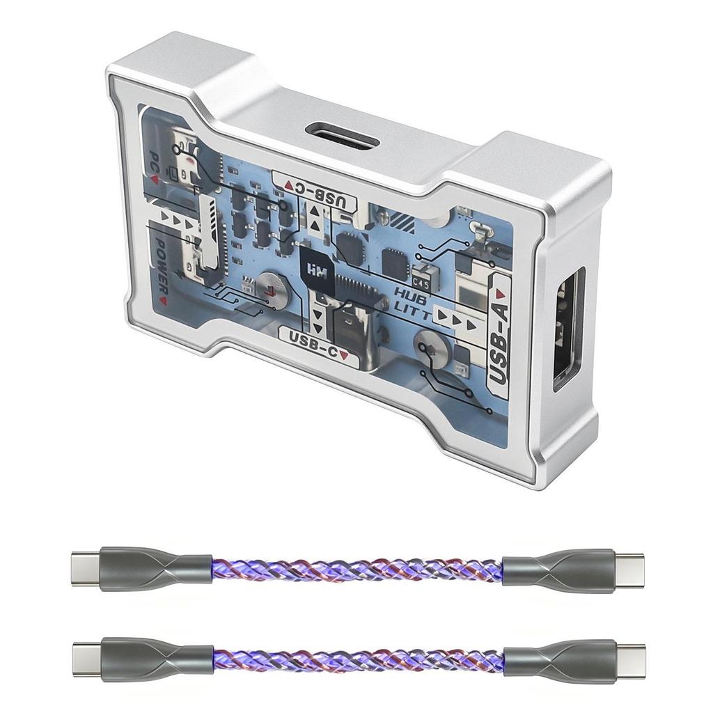 HMHUB HubLitte USB to Type-C RGB Aluminum Gaming Hub 8K