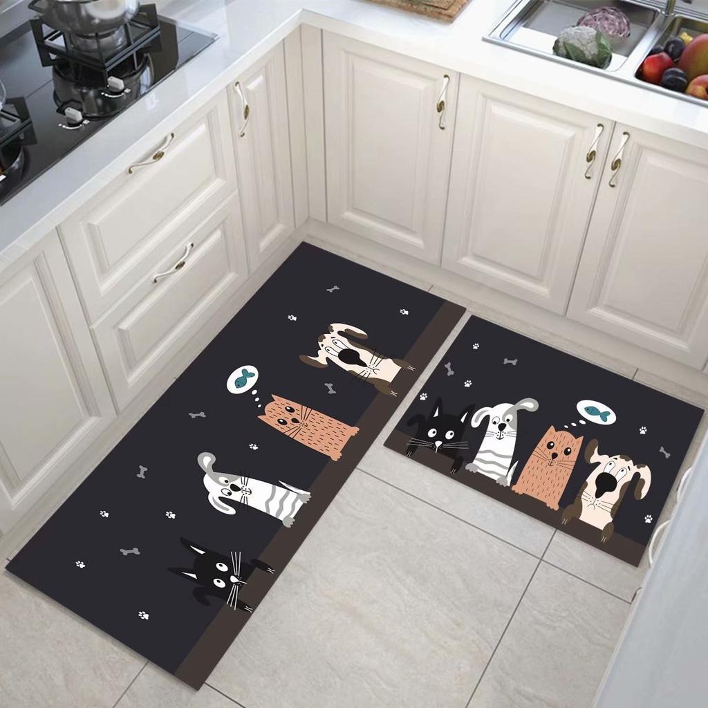 Cartoon Kitchen Floor Mat, Water-Absorbing And Oil-Absorbing Diatom Mud Floor Mat, Wear-Resistant And Dirt-Resistant L-Shaped Floor Mat, Anti-Skid Ma