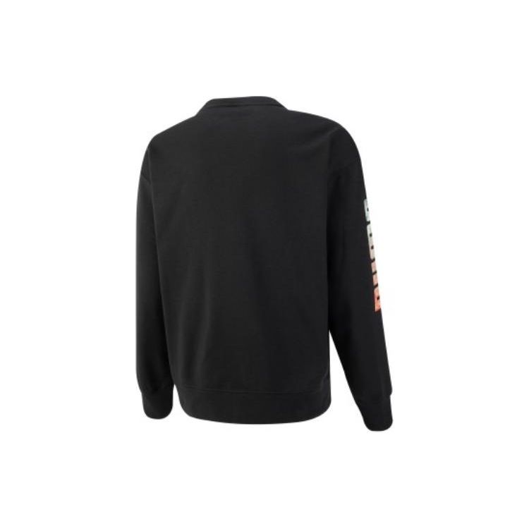 Puma Logo Print Pocket Crew Neck Pullover Sweatshirt Men Tops Black 539699-01
