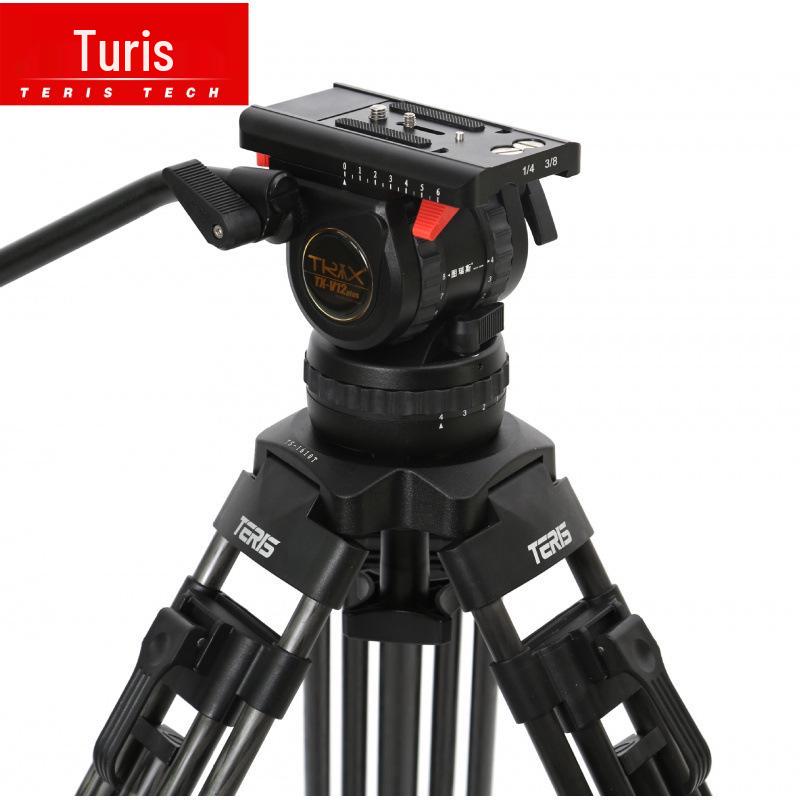 TX-V12L PLUS Hydraulic Pan Head & Aluminum Tripod Set - Broadcast-Grade Alloy