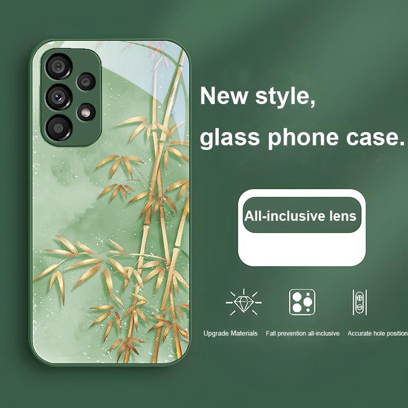 

Золотой бамбук черный Для Samsung Galaxy S23 U Ltra 24 Plus S20 21 FE S25 Ultra A70 A72 73 51 52 53 Закаленное стекло Чехол для телефона Samsung S21 FE