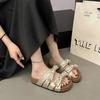 Pearl Bow Soft Bottom Cool Slippers Women's Summer Wear 2025 New Fashion Versatile Comfortable Beach Cool Slippers