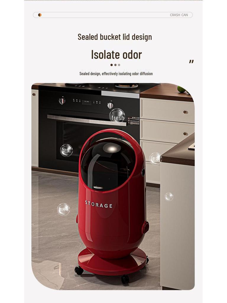 High-End Large Capacity Trash Can with Lid & Wheels for Home: Living Room, Bedroom, Kitchen - No Need To Bend Over, Easily Movable Paper Basket.