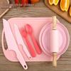 Safe Plastic Fruit Knife & Cutting Board Set for Kids