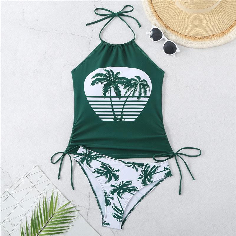 Plus Size Sexy Printed Bandage Bikini - Tummy Control Swimwear for Women