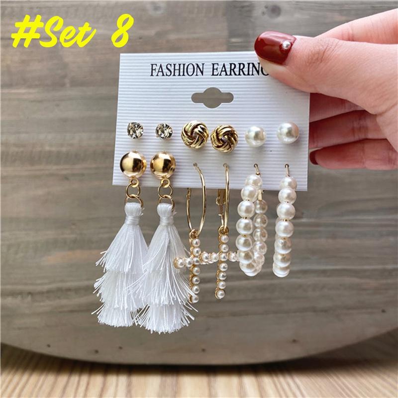 17KM Fashion Pearl Hoop Earrings Set for Women Geometirc Gold Metal Circle Hoop Earrings Brincos 2021 Trend Jewelry Gift