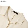 ZANZEA Women Turn Down Collar Summer Casual Short Sleeve Dress