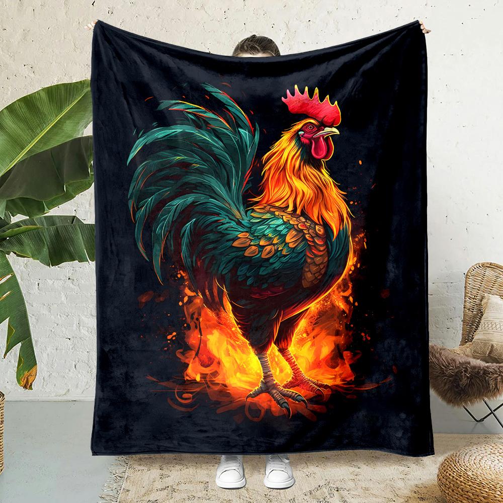 

Rooster pattern Flannel printed blanket suitable for all seasons suitable for living room office sofa and travel 180x250CM 75x100cm