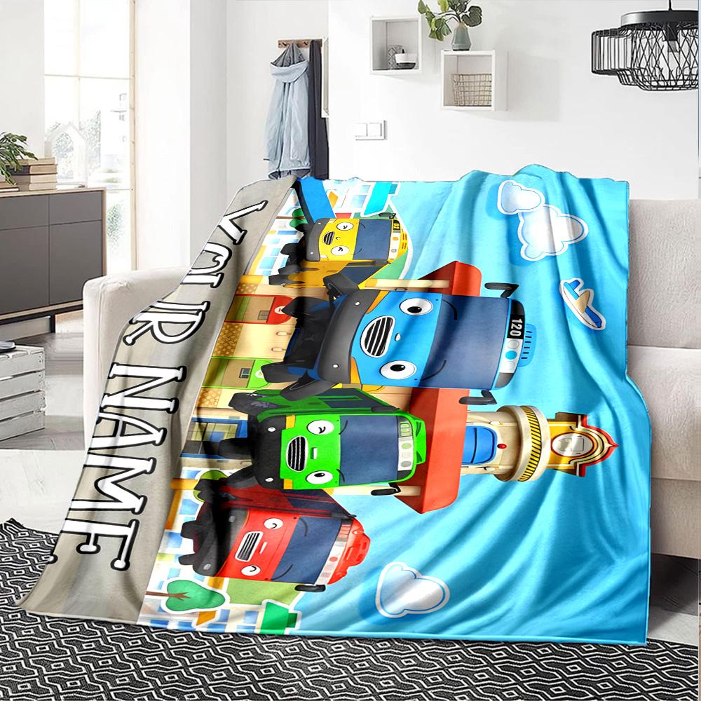 Coperta Personalizzata Nome Personalità Tayo il Piccolo Autobus Morbida e Calda per Divano Ufficio Letto Viaggio Pausa Pranzo, Regalo Adatto a Tutte le Stagioni