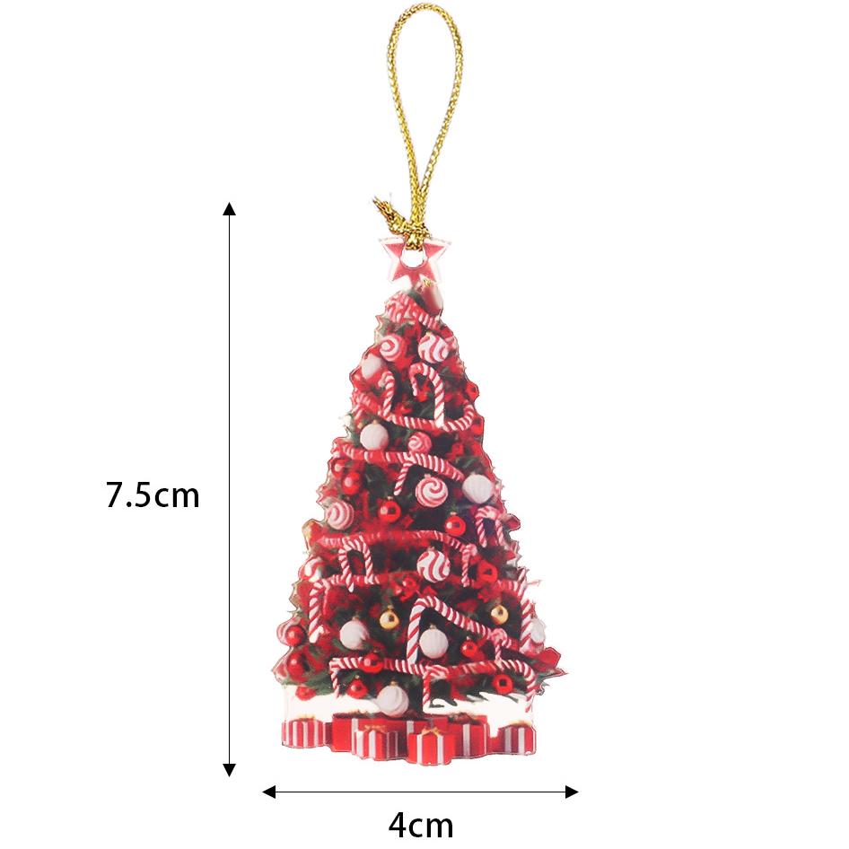 Christmas Tree Pendant Flat Hanging Ornaments Acrylic Gifts Pendant DIY Glitter Colorful Decorations Xmas Indoor Party Decor