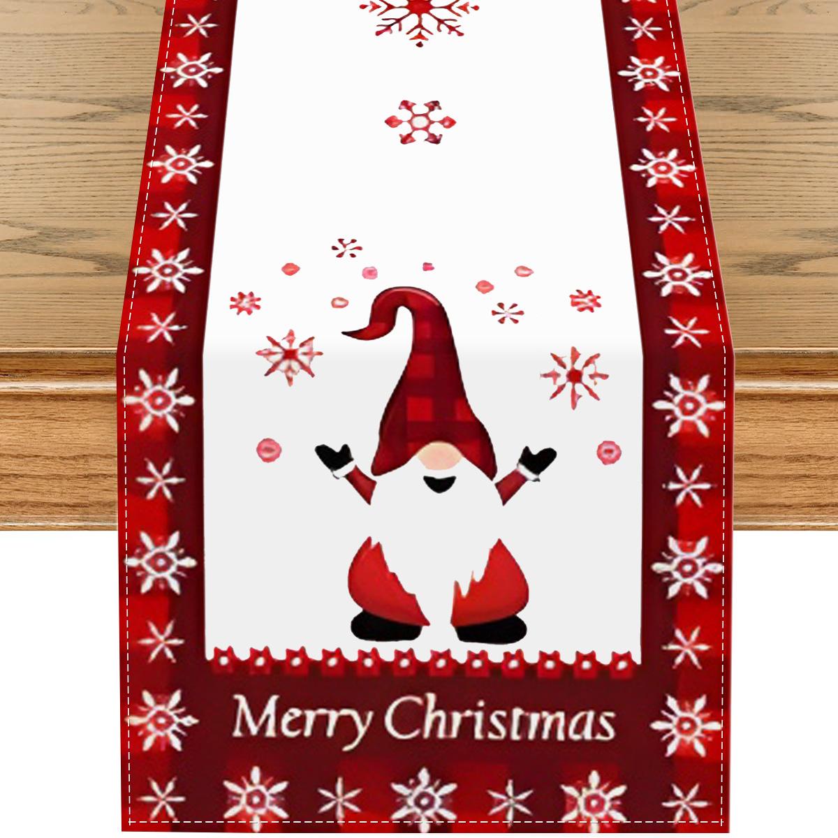 

33*183cm Linen Table Flag Christmas Printing Snowman Home Living Room Dining Table Indoor Holiday Tablecloth Party Decoration 1pc