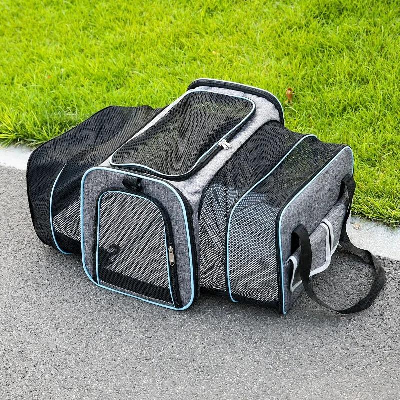 Portable Cat Carrier Airline Approved Pet Handbag Foldable Soft-Sided Cat Cage Expandable Pet Travel Bag Breathable Pet Dog Bag
