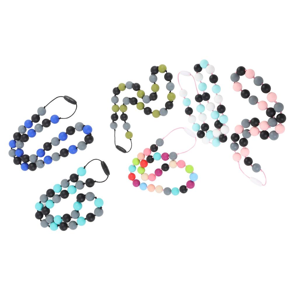 2pcs Silicone Sensory Necklace Set Adjustable Strap Stylish Soft Anti Slip Sensory Necklace for Kids
