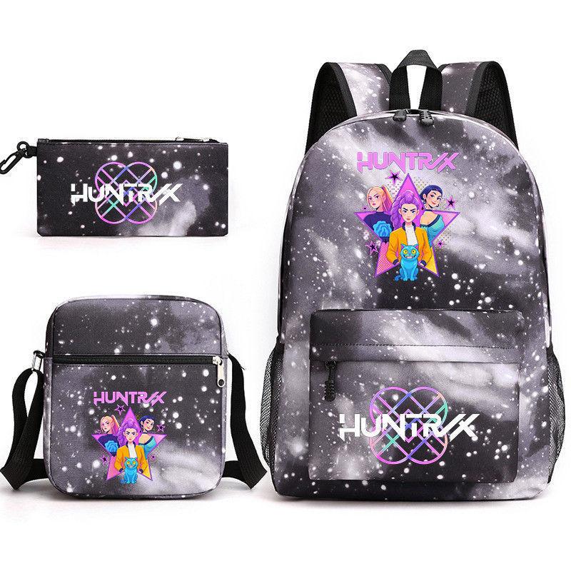 Kpop Demon Hunter Demon Hunter Printed Backpack Youth School Bag Three-Piece Pencil Case Three piece set