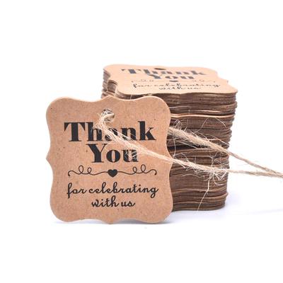 100Pcs Kraft Paper Thank You Gift Tags With Jute Twine Diy Wedding Craft Labels
