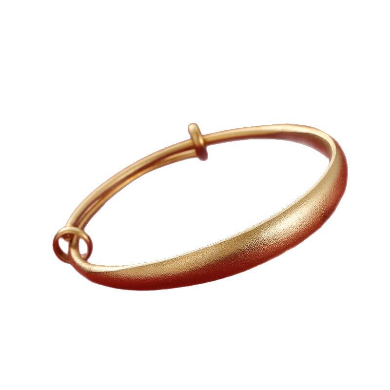 Gold-Plated Starry Dragon & Phoenix Push-Pull Women's Bangle - Non-Fading, High-End Jewelry