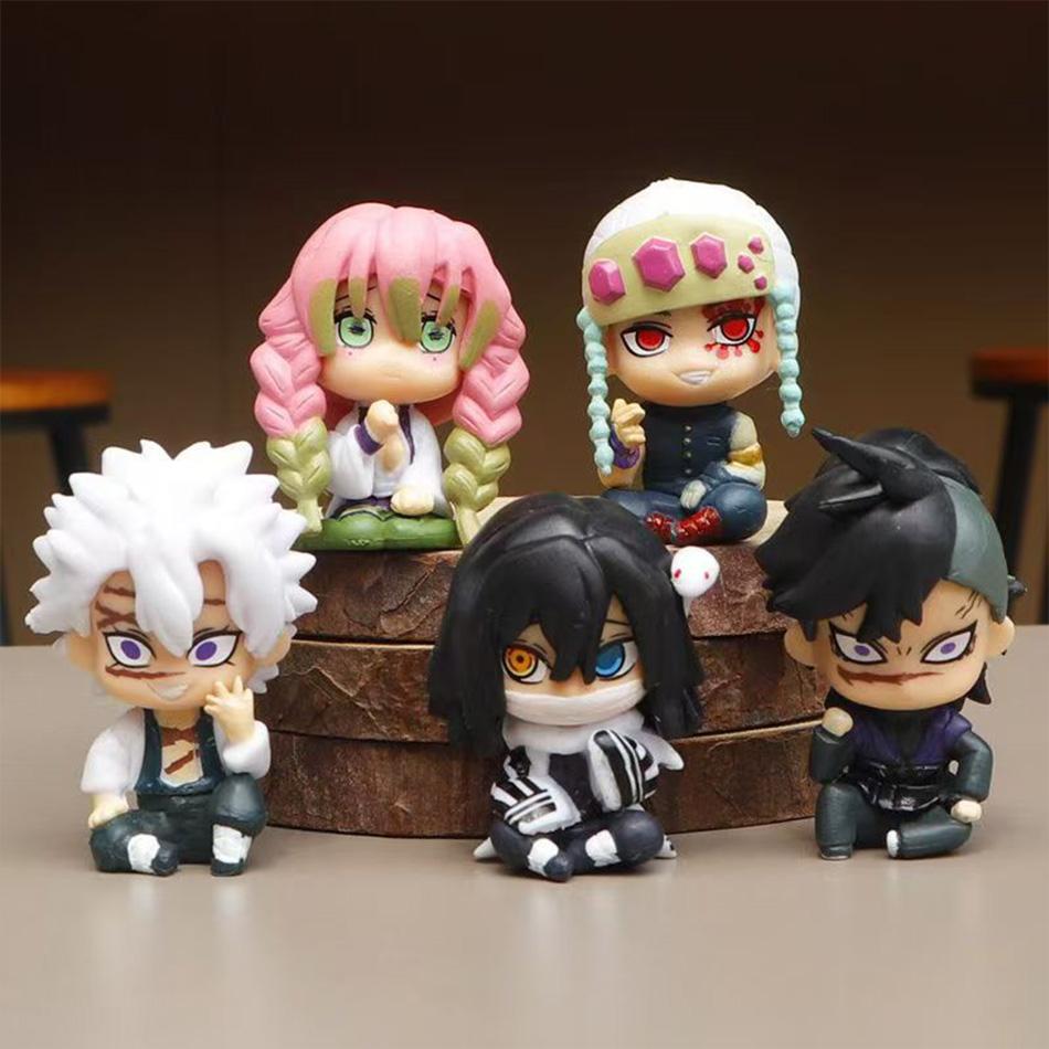 Version Q Anime Figurines Kimetsu No Yaiba Tanjiro Inosuke Zenitsu Pvd Model Doll Collectible Sitting Toys For Kids Adults Children's Birthday Gift