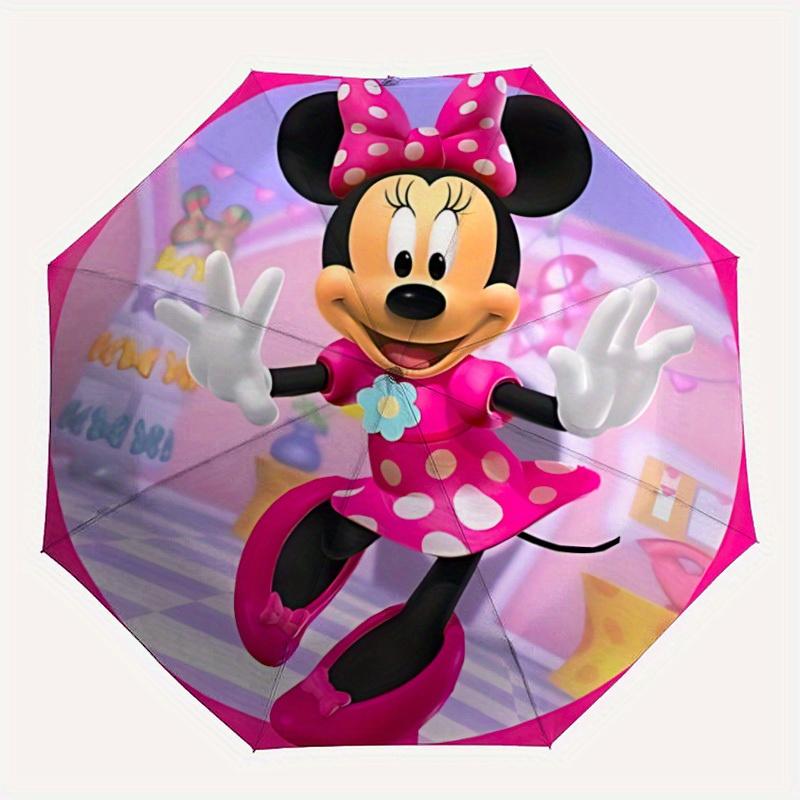 

1pc Minnie Mouse Automatic Folding Umbrella: Compact 8-rib Design Cartoon Travel Companion for Outdoor, Casual Accessory