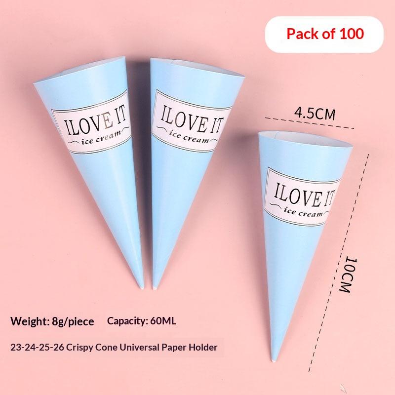

100Pcs Aluminum Foil Paper Disposable Ice Cream Holder Solid Color Anti-Soiling Ice Cream Cone Sleeve Hand-Held Thickened синій