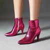 Glitter Gold Silver Ankle Boots Women High Spike Heels Rosy Green Shiny Wedding Party Dress Lady Zipper Pointed Toe Short Boots