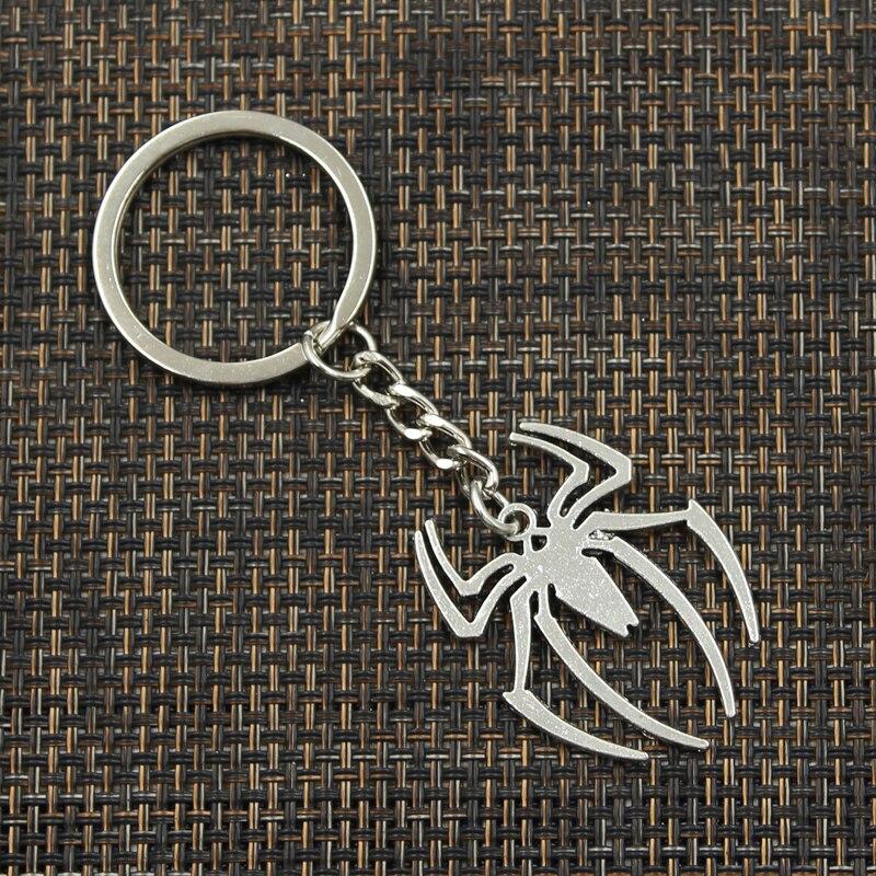 Moda 30mm Anahtarlık Metal Anahtarlık Anahtarlık Takı Antik Gümüş Renk Kaplama Örümcek Cadılar Bayramı 38x29mm Kolye
