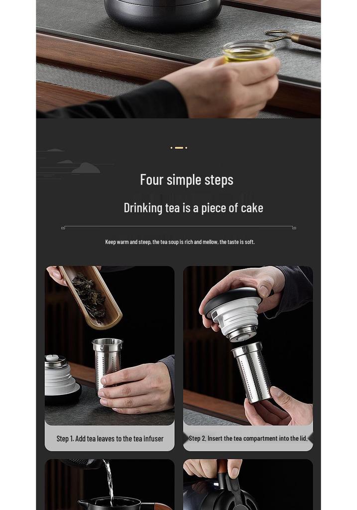 Chen Pi Pu'er Tea Kettle: 316 Stainless Steel with Temperature Display, Engraved Mug & Tea Pot, Heat-Preserving Chamber for Home Use