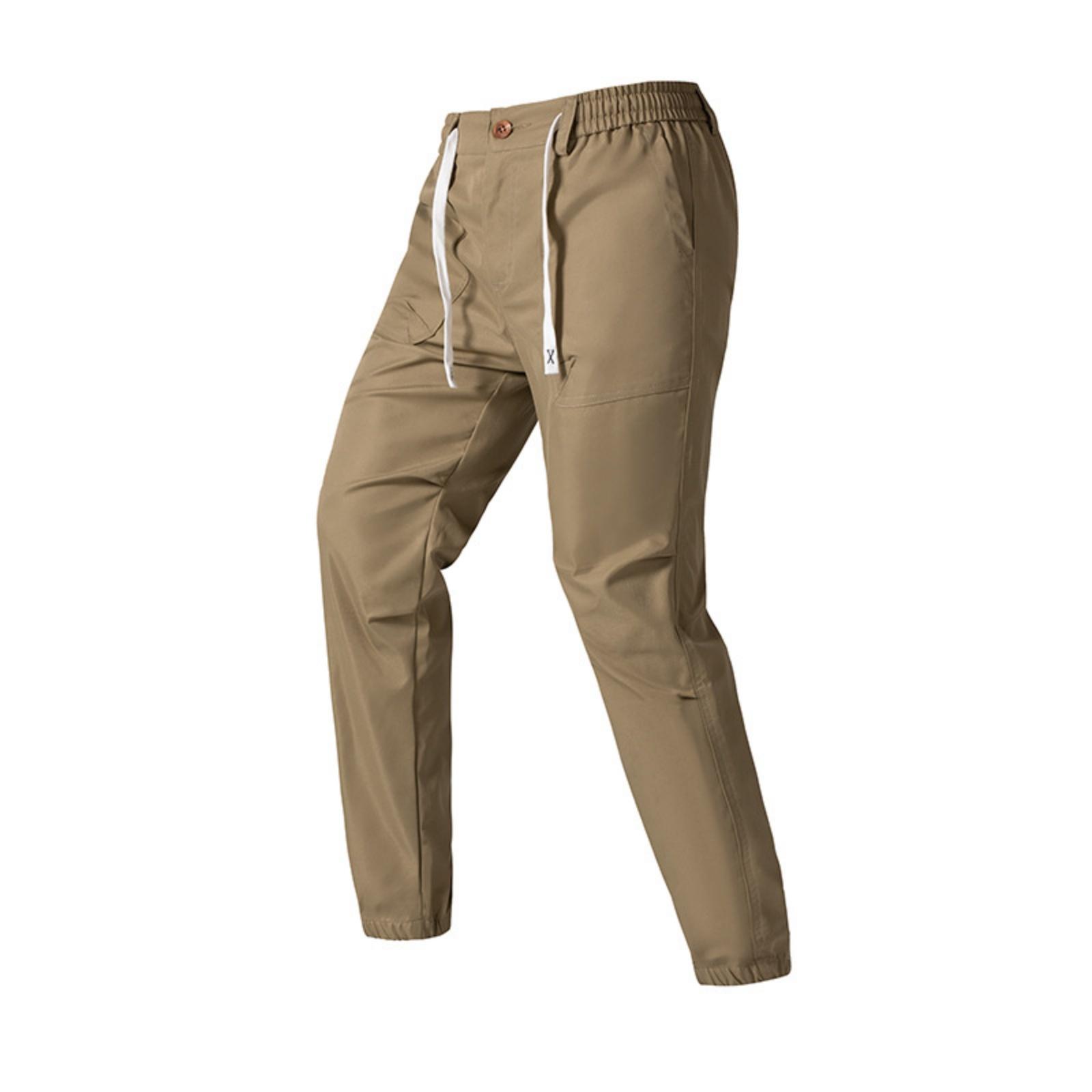 

Мужские однотонные повседневные брюки карго на кулиске и мужские спортивные облегающие брюки M хаки