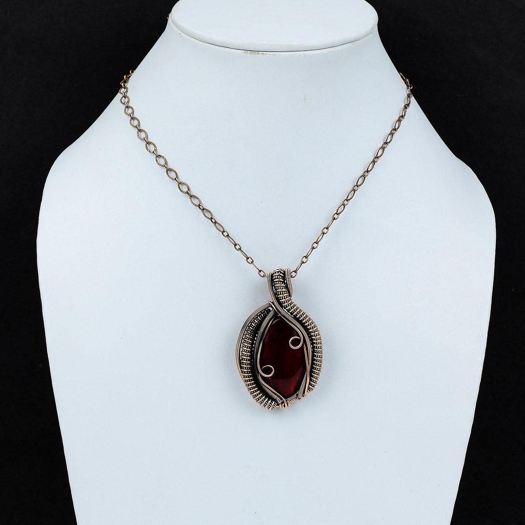 Red Fire Labradorite Pendant Copper Wire Wrapped Pendant Handmade Gemstone Pendant Copper Wire Wrapped Jewelry Engagement Gift Women Pendant
