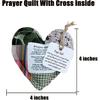 2-Pack Handmade Prayer Quilt with Cross ide, Pocket Size Comfort Quilts, Christian Sympathy Gift, 4 x 4 inches