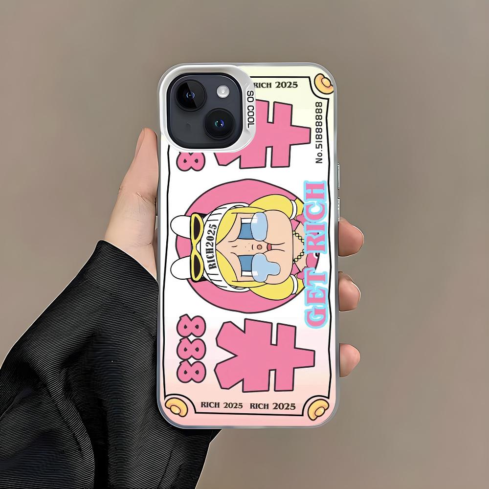 Cute C-Crybaby Doll Phone Case For iPhone 16 15 14 13 12 11 Pro Max White Matte Laser Metallic Aurora Funda